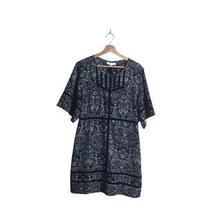 IRO Size‎ 42 US 10 Tawny Crochet Inset Aztec Inspired Dress Black White